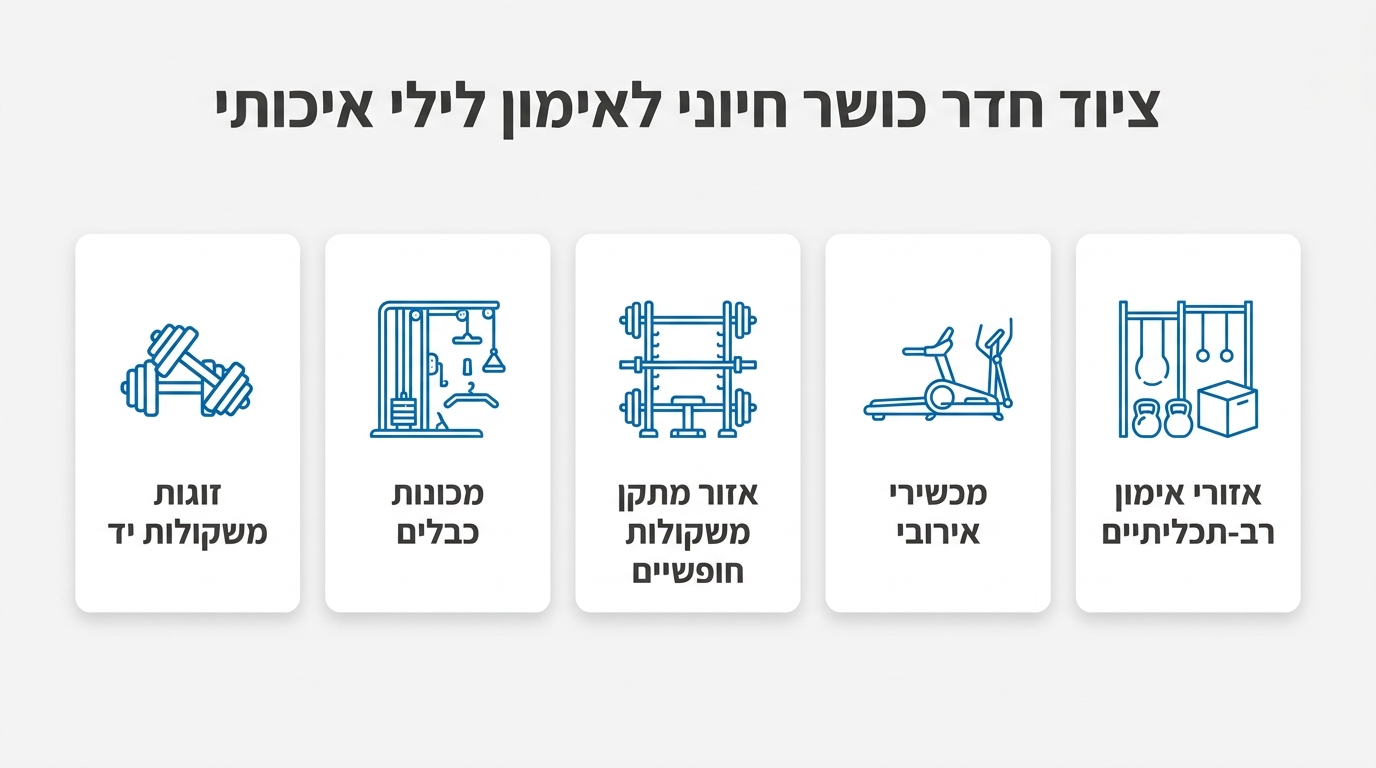 ציוד חובה בחדר כושר לאימון ערב ולילה – מתחמי גוף ראשון