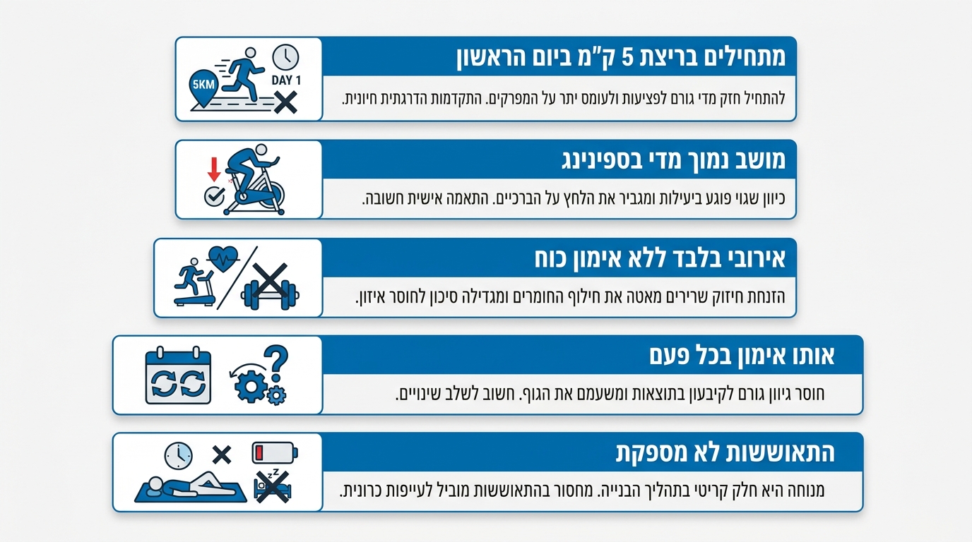 טעויות נפוצות באימוני ספינינג וריצה שיש להימנע מהן