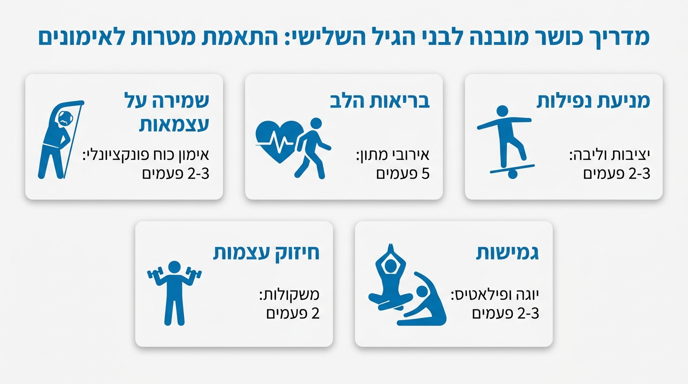 טבלת התאמת סוג האימון למטרה אישית בגיל השלישי